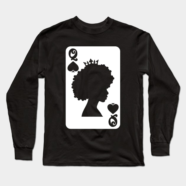 Black queen card Long Sleeve T-Shirt by Atelier Djeka